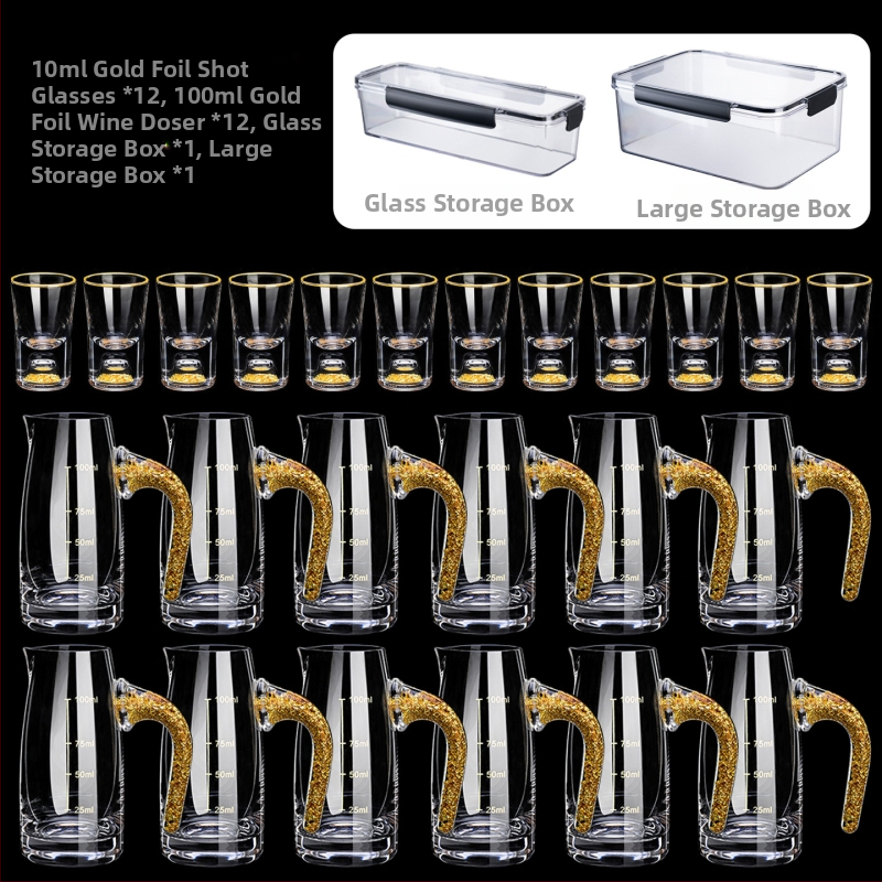 Set de 6 pahare din sticlă pentru lichior cu dozator, pentru uz casnic, design elegant