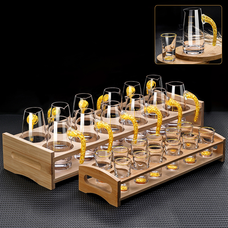 Set de 6 pahare din sticlă pentru lichior cu dozator, pentru uz casnic, design elegant
