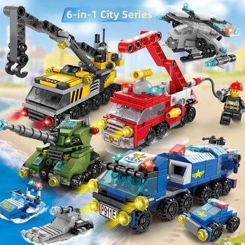 Šesť v jednom: Lego-kompatibilné stavebnice pre deti s témami hasičov, polície, vojenskej inžinierie a tanku