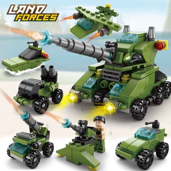 Έξι σε ένα Lego-συμβατό σετ κατασκευών για παιδιά: θέματα πυροσβεστικής, αστυνομίας, στρατιωτικής μηχανικής και τανκ
