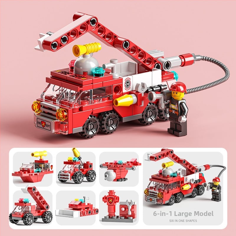 Šesť v jednom: Lego-kompatibilné stavebnice pre deti s témami hasičov, polície, vojenskej inžinierie a tanku