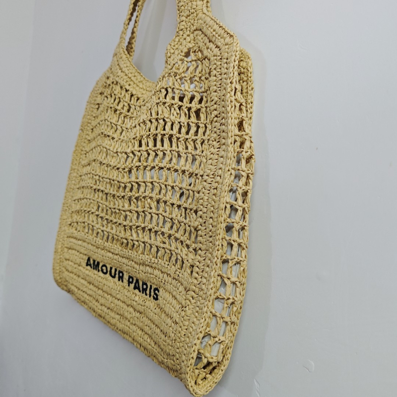 Ručna torba od slame, retro stil, velika kapaciteta, otvoreni uzorak, mrežasta torba, papirno pleteni dizajn, ženska torba