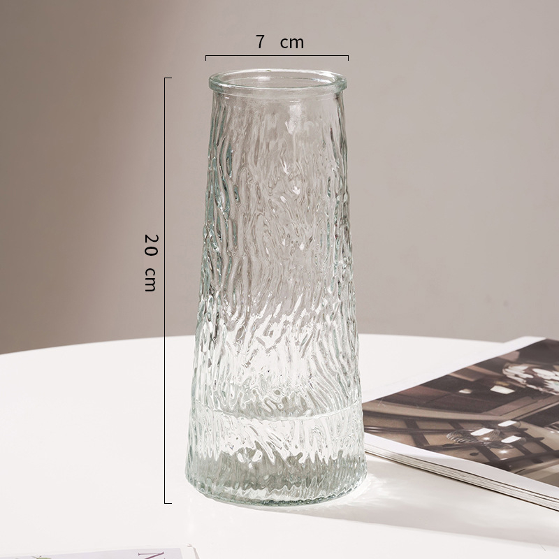 Set din două piese: vaze din sticlă în stil scandinav, mari, transparente, pentru creșterea în apă a bambusului norocos în living