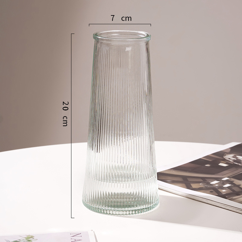 Set din două piese: vaze din sticlă în stil scandinav, mari, transparente, pentru creșterea în apă a bambusului norocos în living