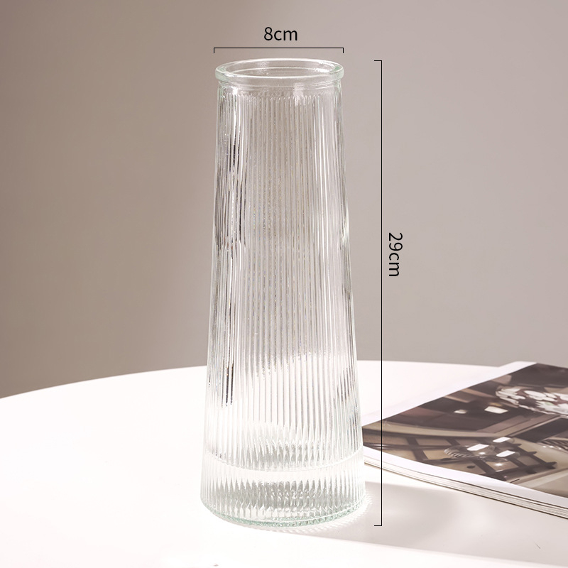Set din două piese: vaze din sticlă în stil scandinav, mari, transparente, pentru creșterea în apă a bambusului norocos în living