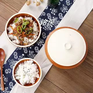 Bol ceramic pentru aburi, orez și legume, stil retro, formă rotundă, ceramică, compatibil cu microunde, utilizare în restaurante