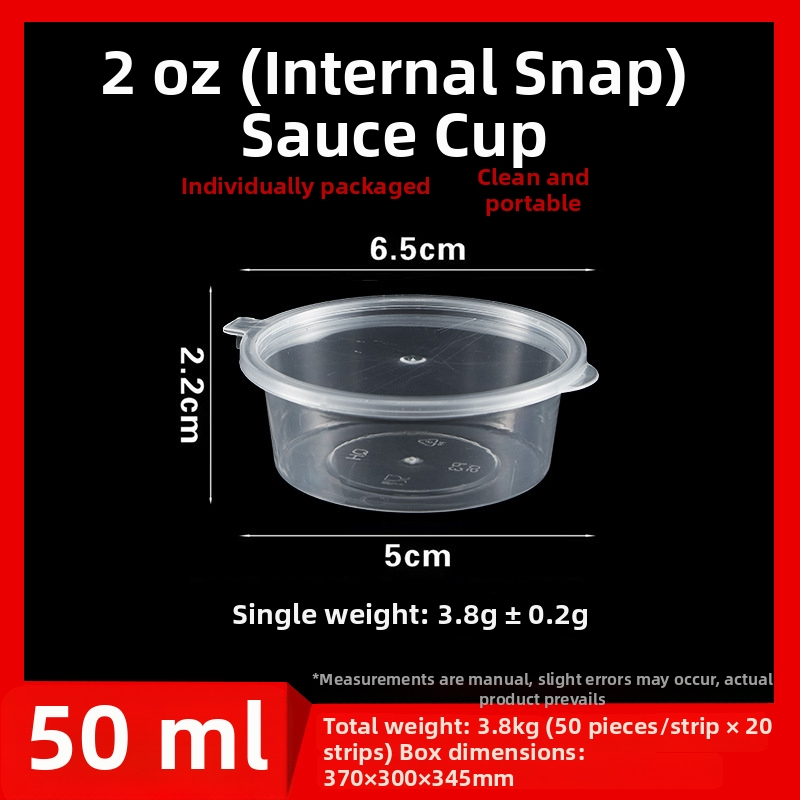 Jednorazový pohár na omáčku, okrúhly PP kontajner na omáčky, ocot a chilli olej, dip box, objem pod 100 ml, 1 oz–5 oz
