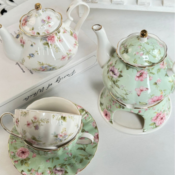 Ceainic ceramic în stil european cu bază de încălzire, pentru infuzat la mâna, potrivit pentru ceai cu lapte și ceaiuri florale