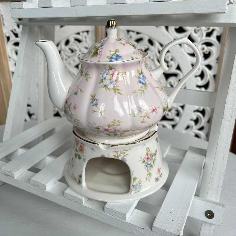 Ceainic ceramic în stil european cu bază de încălzire, pentru infuzat la mâna, potrivit pentru ceai cu lapte și ceaiuri florale