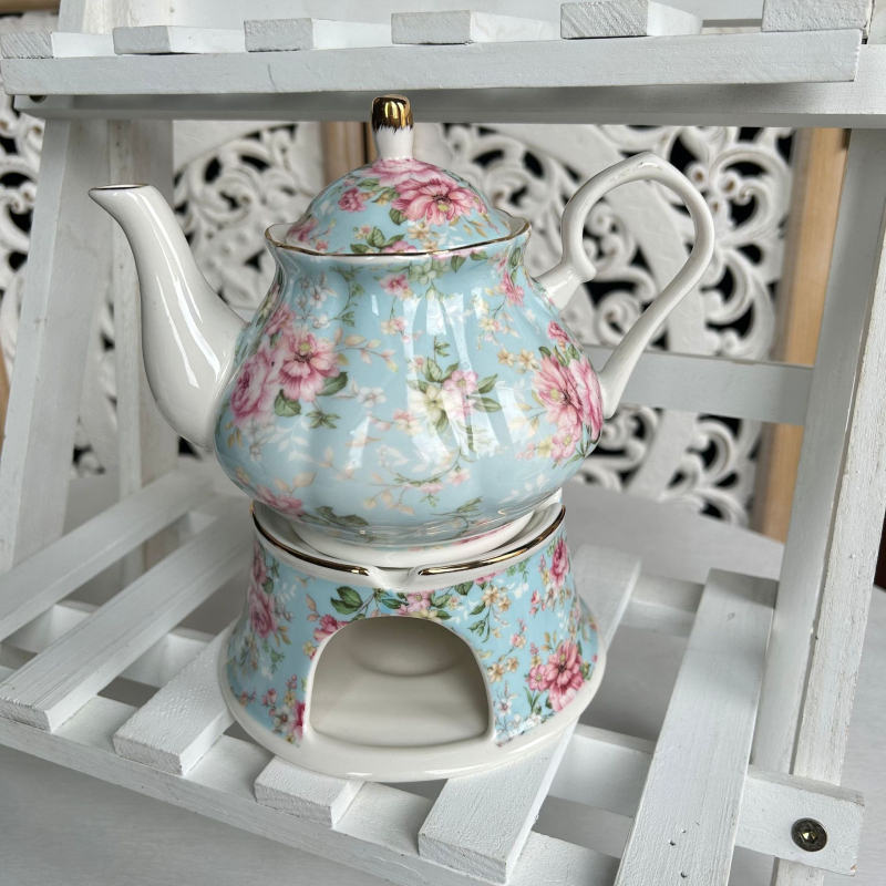 Ceainic ceramic în stil european cu bază de încălzire, pentru infuzat la mâna, potrivit pentru ceai cu lapte și ceaiuri florale