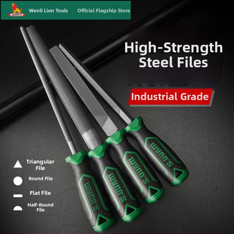 Power Lion súprava súborov – rôzne súbory (trojuholníkové, kruhové, ploché, polokruhové) z T12 ocele, s rukoväťou, dĺžky 200–300 mm
