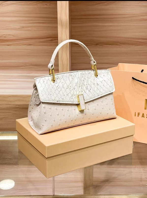 Ženska torbica s uzorkom noja, crossbody torba za rame, PU koža, srednja veličina, proljeće 2025, gradski stil