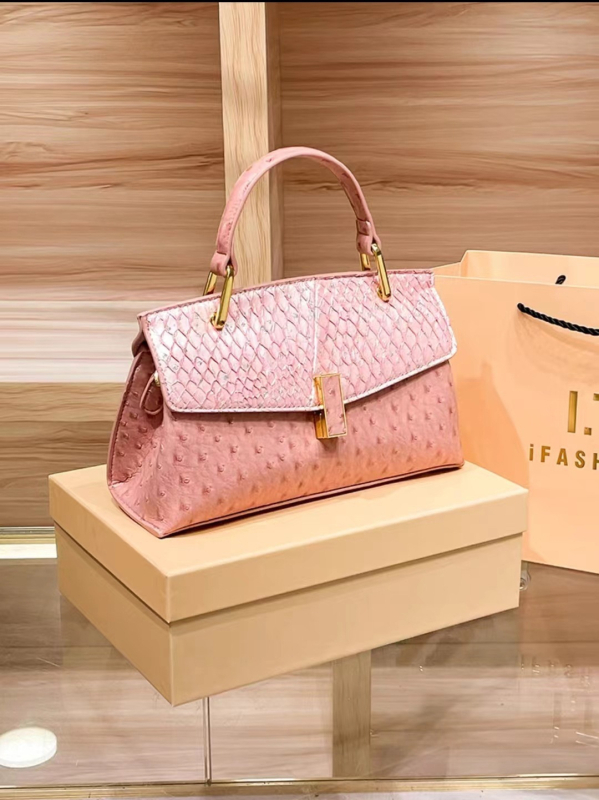 Ženska torbica s uzorkom noja, crossbody torba za rame, PU koža, srednja veličina, proljeće 2025, gradski stil