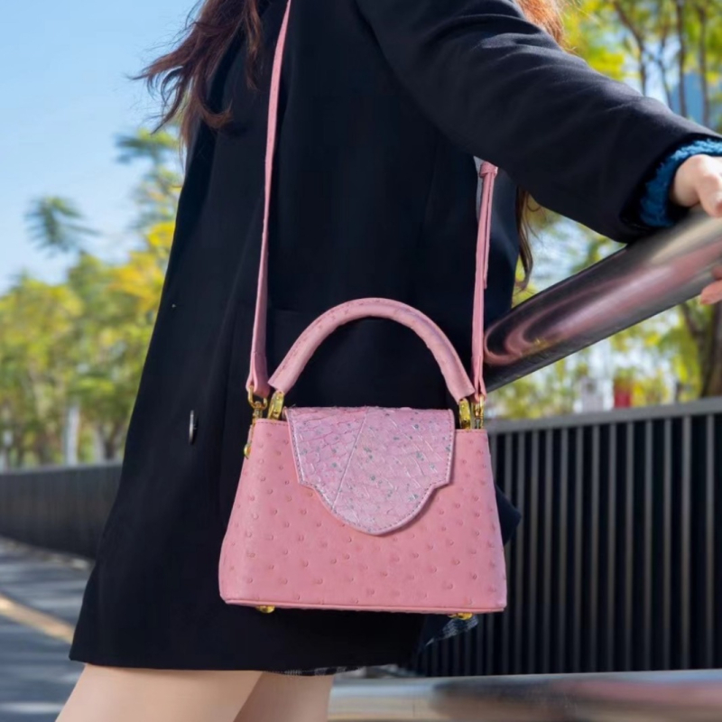 Ženska torbica s uzorkom noja, crossbody torba za rame, PU koža, srednja veličina, proljeće 2025, gradski stil