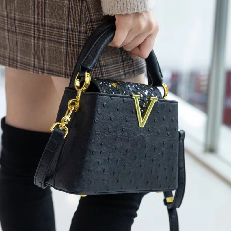Ženska torbica s uzorkom noja, crossbody torba za rame, PU koža, srednja veličina, proljeće 2025, gradski stil