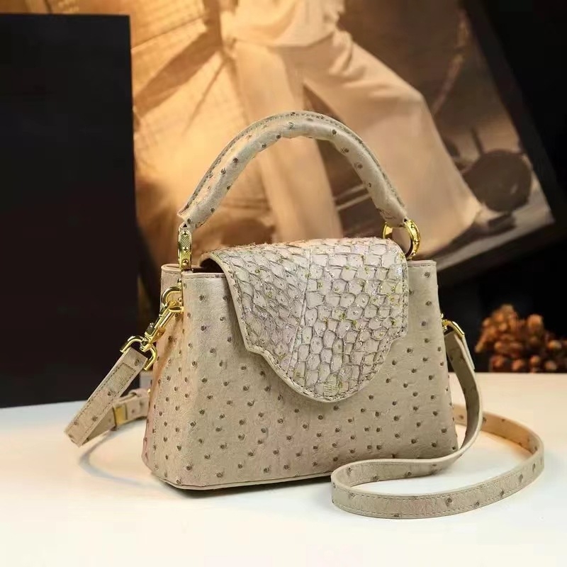 Ženska torbica s uzorkom noja, crossbody torba za rame, PU koža, srednja veličina, proljeće 2025, gradski stil