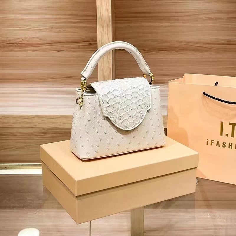 Ženska torbica s uzorkom noja, crossbody torba za rame, PU koža, srednja veličina, proljeće 2025, gradski stil
