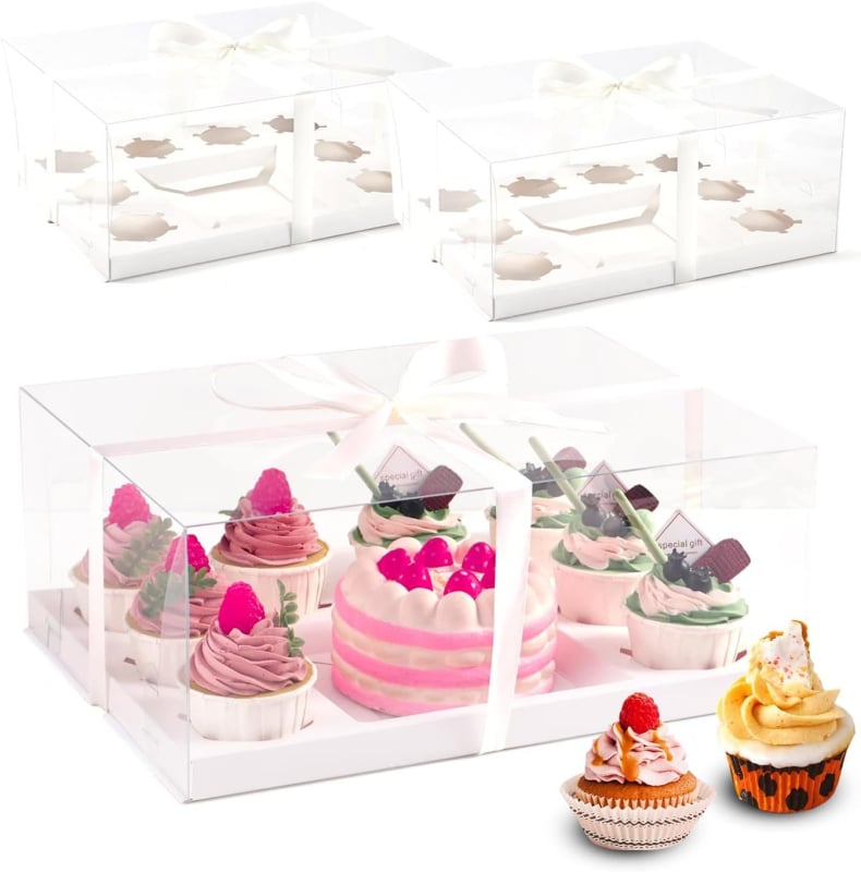 Cutie de ambalaj pentru cupcakes, cutie transparentă pentru brioșe, pentru 2, 4, 6 sau 9 bucăți