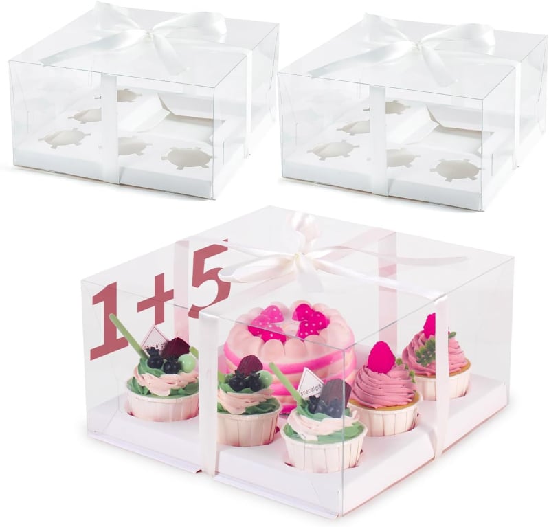 Cutie de ambalaj pentru cupcakes, cutie transparentă pentru brioșe, pentru 2, 4, 6 sau 9 bucăți