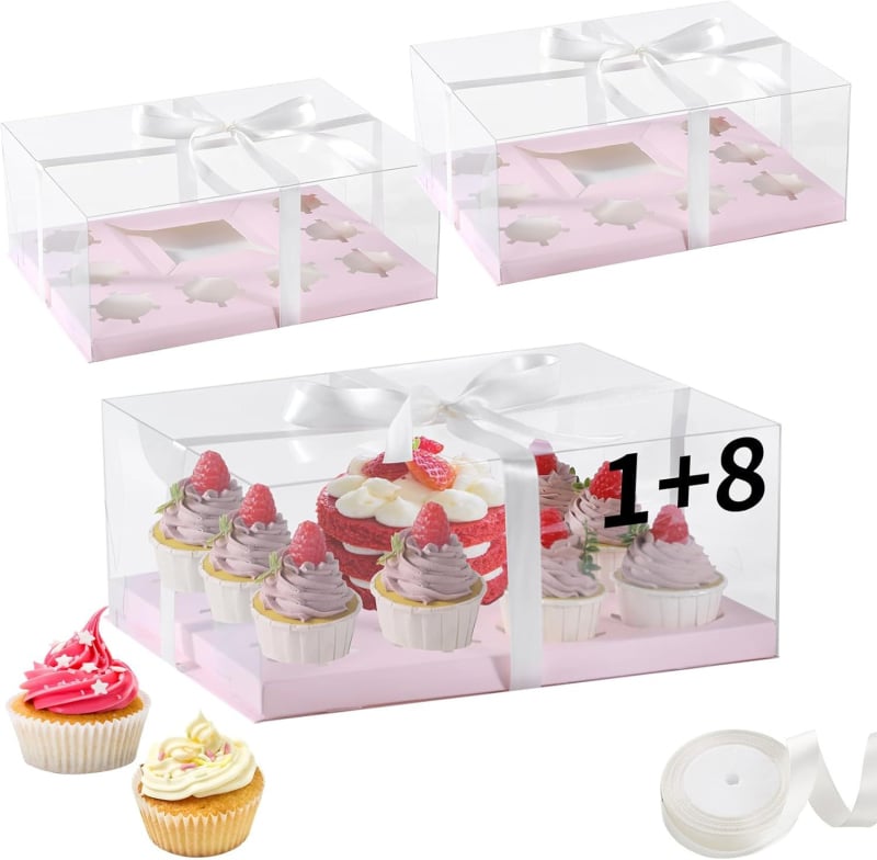 Cutie de ambalaj pentru cupcakes, cutie transparentă pentru brioșe, pentru 2, 4, 6 sau 9 bucăți