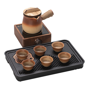 Set complet de unelte pentru prepararea ceaiului pe plită, inclusiv ustensile, gustări pentru ceai, farfurie de fructe, tavă, echipament de prăjire a ceaiului, set de accesorii și separare ceai-apă.
