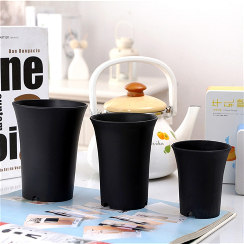 Ghiveci circular din plastic pentru suculente, Jade Dew douăsprezece secțiuni, talie înaltă, finisaj mat, mare, negru și alb.
