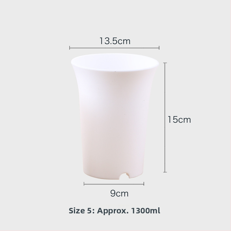 Ghiveci circular din plastic pentru suculente, Jade Dew douăsprezece secțiuni, talie înaltă, finisaj mat, mare, negru și alb.