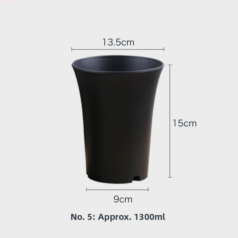 Ghiveci circular din plastic pentru suculente, Jade Dew douăsprezece secțiuni, talie înaltă, finisaj mat, mare, negru și alb.