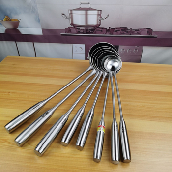 Lingură de supă din oțel inoxidabil cu mâner lung, pentru uz casnic, potrivită pentru supă, hot pot și terci, capacitate mare, design elegant