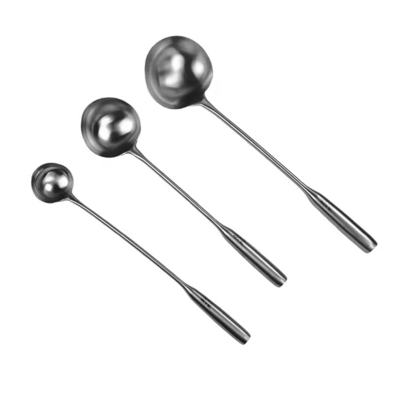 Lingură de supă din oțel inoxidabil cu mâner lung, pentru uz casnic, potrivită pentru supă, hot pot și terci, capacitate mare, design elegant