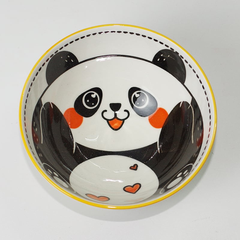 Set de boluri ceramice și bețișoare în stil japonez, model desen animat pentru copii, cutie cadou