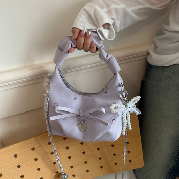 Korejskog stila cvjetna plisirana torbica za rame i crossbody, dumpling oblik, poliester