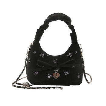 Korejskog stila cvjetna plisirana torbica za rame i crossbody, dumpling oblik, poliester