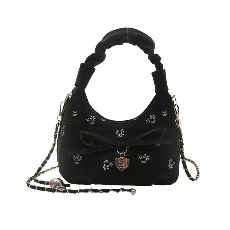 Korejskog stila cvjetna plisirana torbica za rame i crossbody, dumpling oblik, poliester