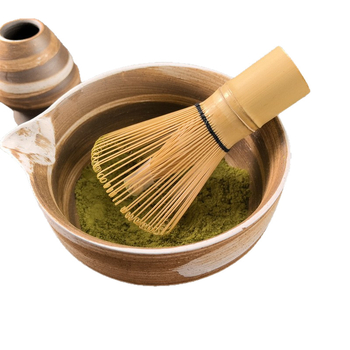 Set de ceremonie Matcha cu tel de bambus și suport, bambus alb