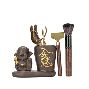Set ceai ceremonial cu lut purpuriu și accesorii pentru ceai – Șase domni