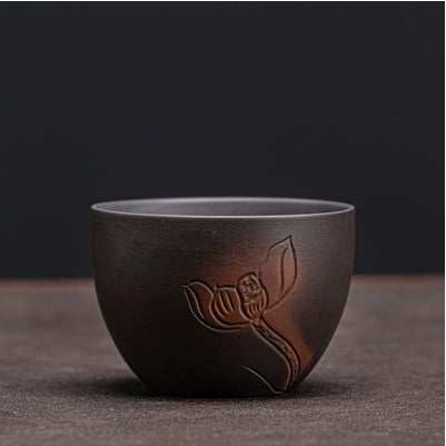Ceșuță de ceai din ceramică mov, lucrată manual – ceașcă mare de maestru, set Kung Fu pentru ceai