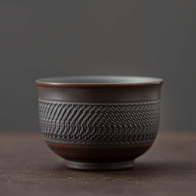 Ceșuță de ceai din ceramică mov, lucrată manual – ceașcă mare de maestru, set Kung Fu pentru ceai