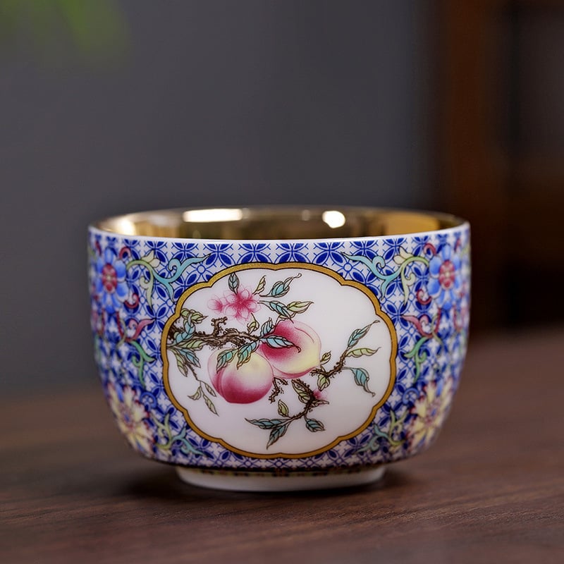 Căniță de ceai din porțelan Dehua, albă ca jadul, cu motiv dragon și phoenix aurit, decor emailat, stil Jian Zhan