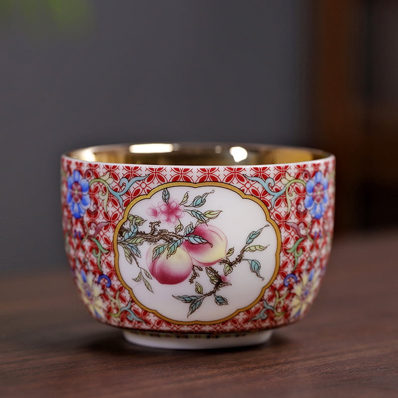 Căniță de ceai din porțelan Dehua, albă ca jadul, cu motiv dragon și phoenix aurit, decor emailat, stil Jian Zhan