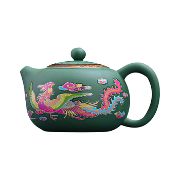 Ceainic Fengming din lut purpuriu, cu schimbare de culoare, motiv Dragon și Phoenix, ceramică, stil retro