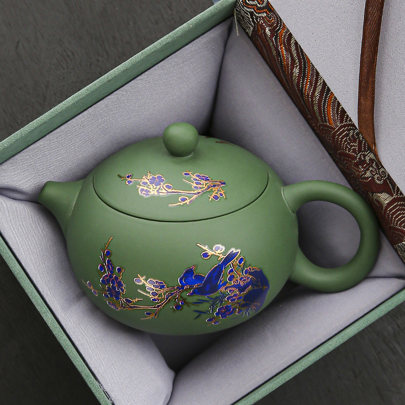 Ceainic Fengming din lut purpuriu, cu schimbare de culoare, motiv Dragon și Phoenix, ceramică, stil retro