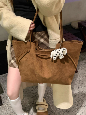 Ženska velur torba velikog kapaciteta, retro stil, tote torba za svakodnevnu uporabu