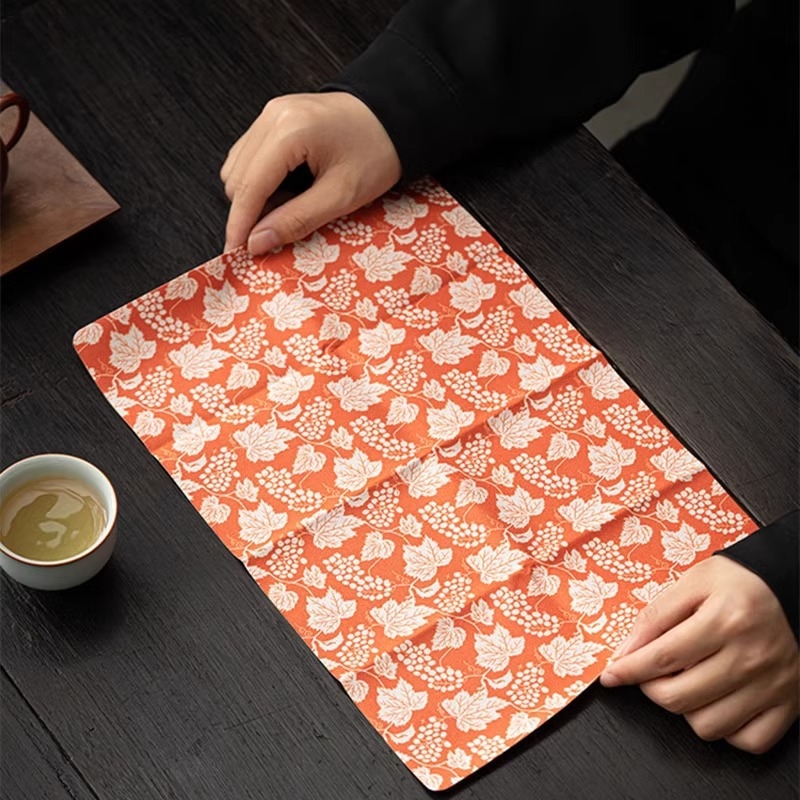 Prosop de ceai imprimat din bumbac-lână, absorbant, pânză de ceai, masă ușoară cu două straturi, accesorii pentru ceremonia Kung Fu a ceaiului