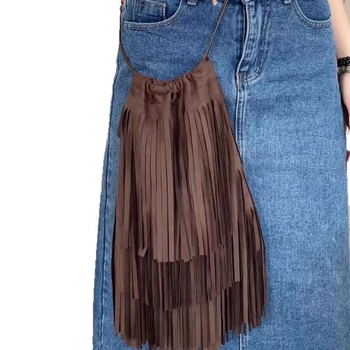 Stylna crossbody torba s vezicom i perlicama od jelene kože s baršunom – vintage stil, mala, za jesen