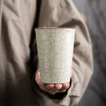 Ru Kiln ceașcă de porțelan - cană mare pentru ceai, apă și băuturi, design albastru și alb