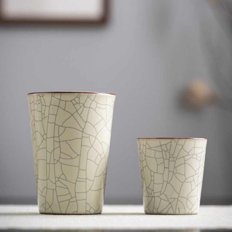 Ru Kiln ceașcă de porțelan - cană mare pentru ceai, apă și băuturi, design albastru și alb