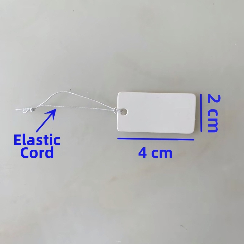 Prázdna cenovka na šperky z elastického šnúra, malá visačka na čierne doplnky do vlasov, ručne písaná cenovka v kórejčine.