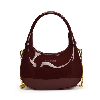 Ženska crossbody torba, u obliku polumjeseca, PU koža, metalni lanac, lagani luksuzni sjaj