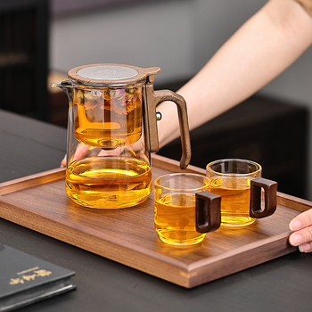 Ceainic cu capac magnetic plutitor, interior din sticlă, set de ceai pentru casă, separare ceai-apă, 600 ml